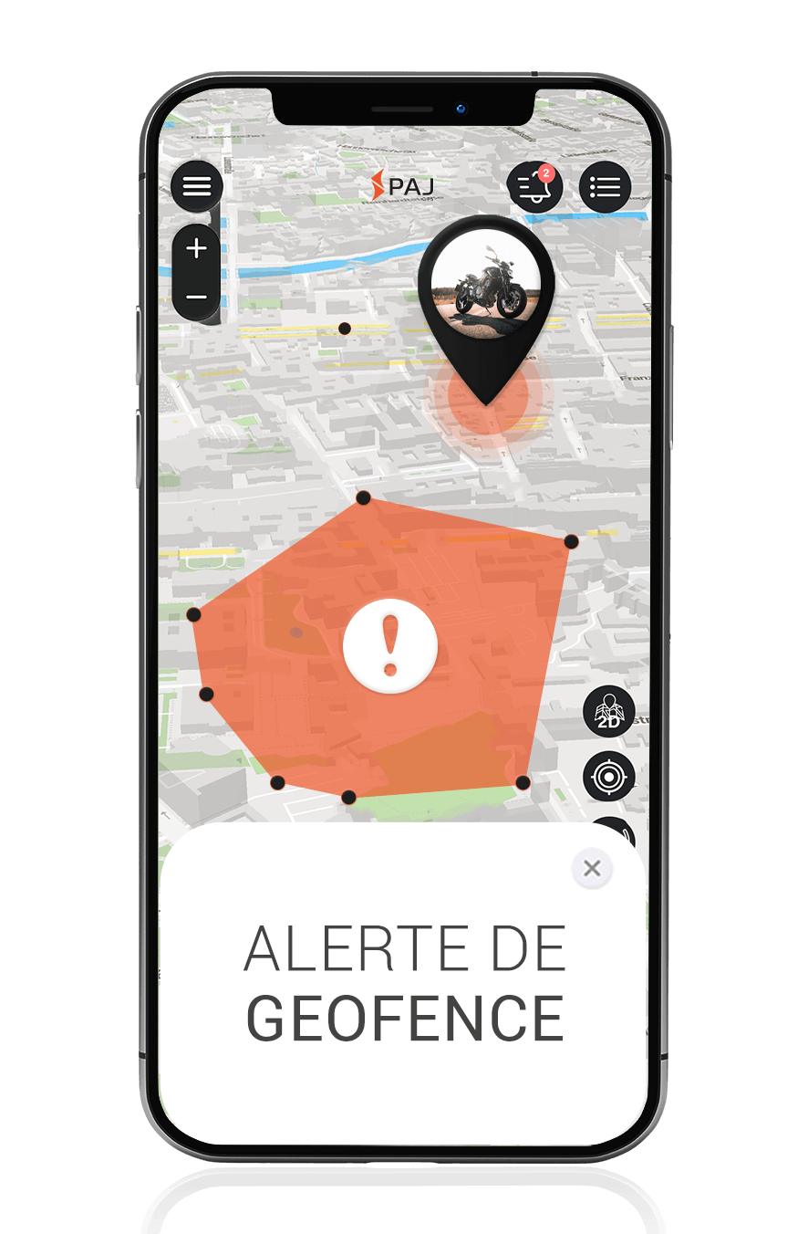 App traceurs gps moto- Alerte de geofence