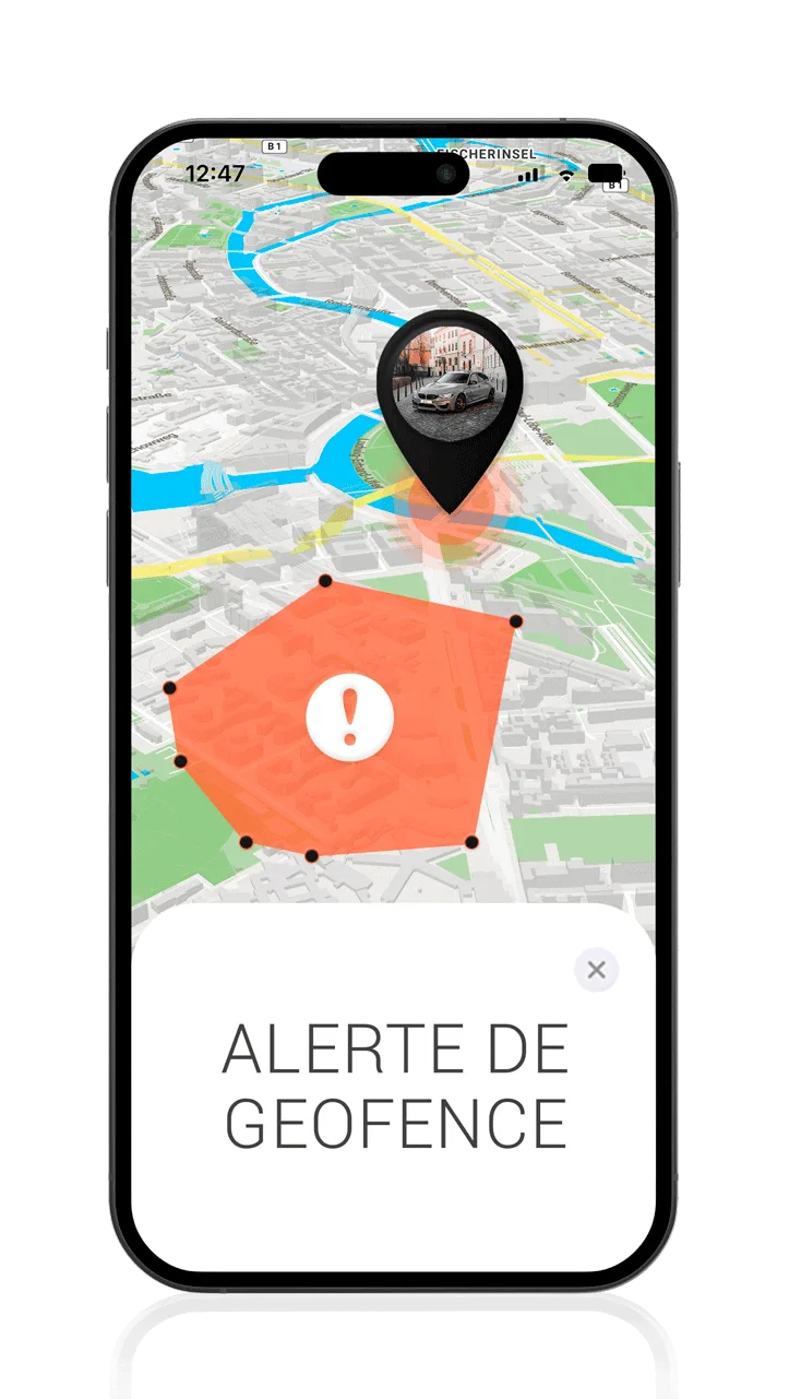 Appli PAJ pour trackeur voiture – Alerte de geofence.