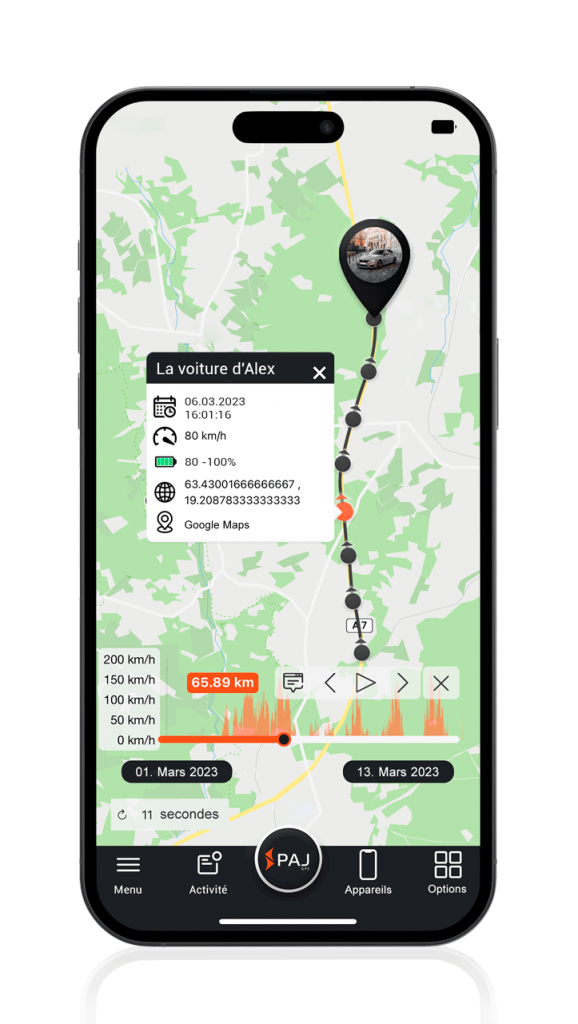 App Traceur GPS pour voiture - Mémoire de la trajectoire
