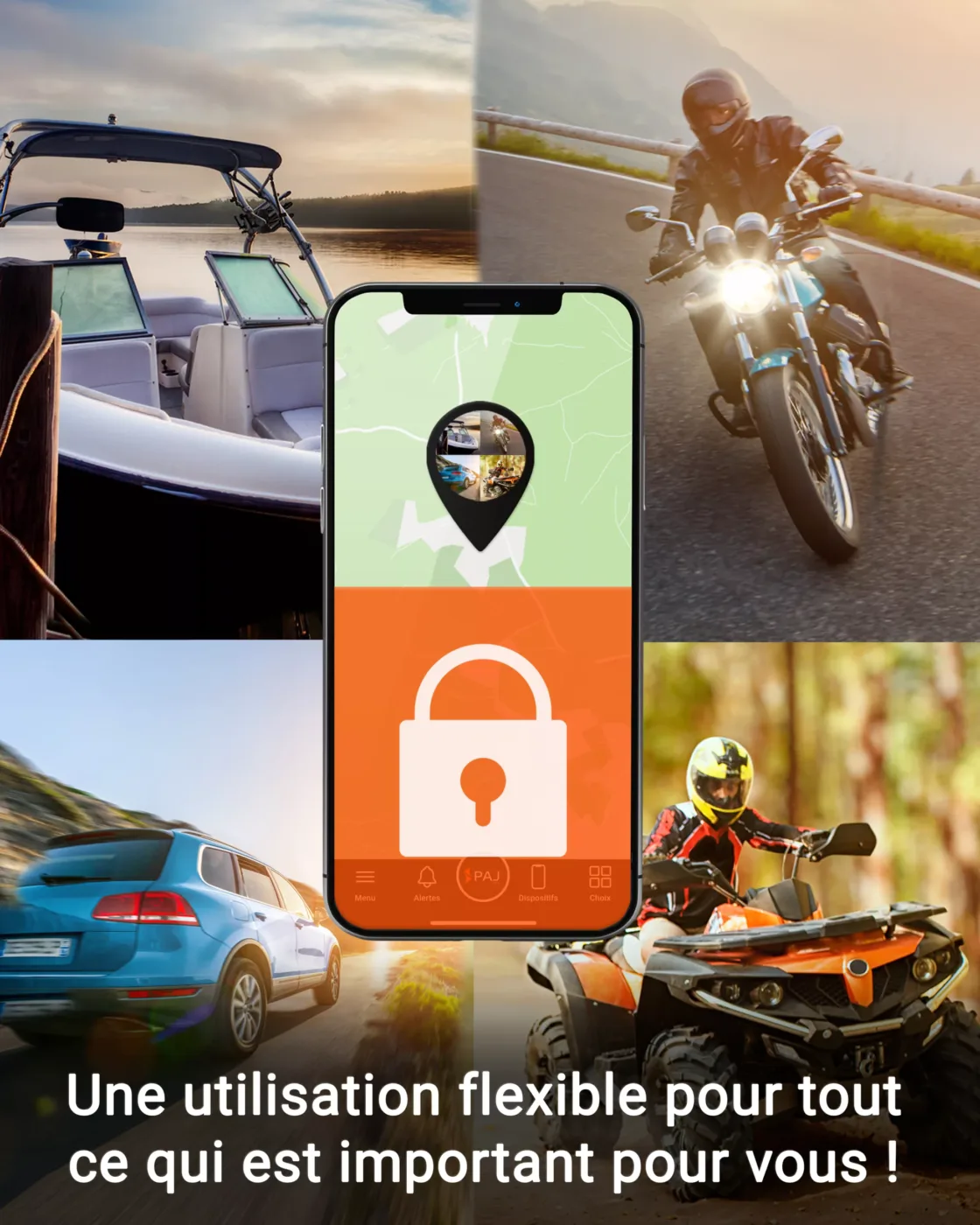 Application PAJ traceur GPS collage