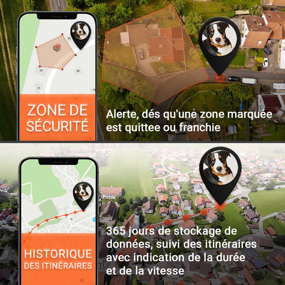 Alertes - Clôture géographique et historique des itinéraires PET Finder
