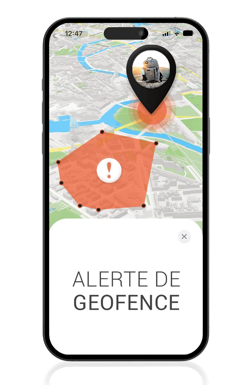 Mockup avec alarme de geofence