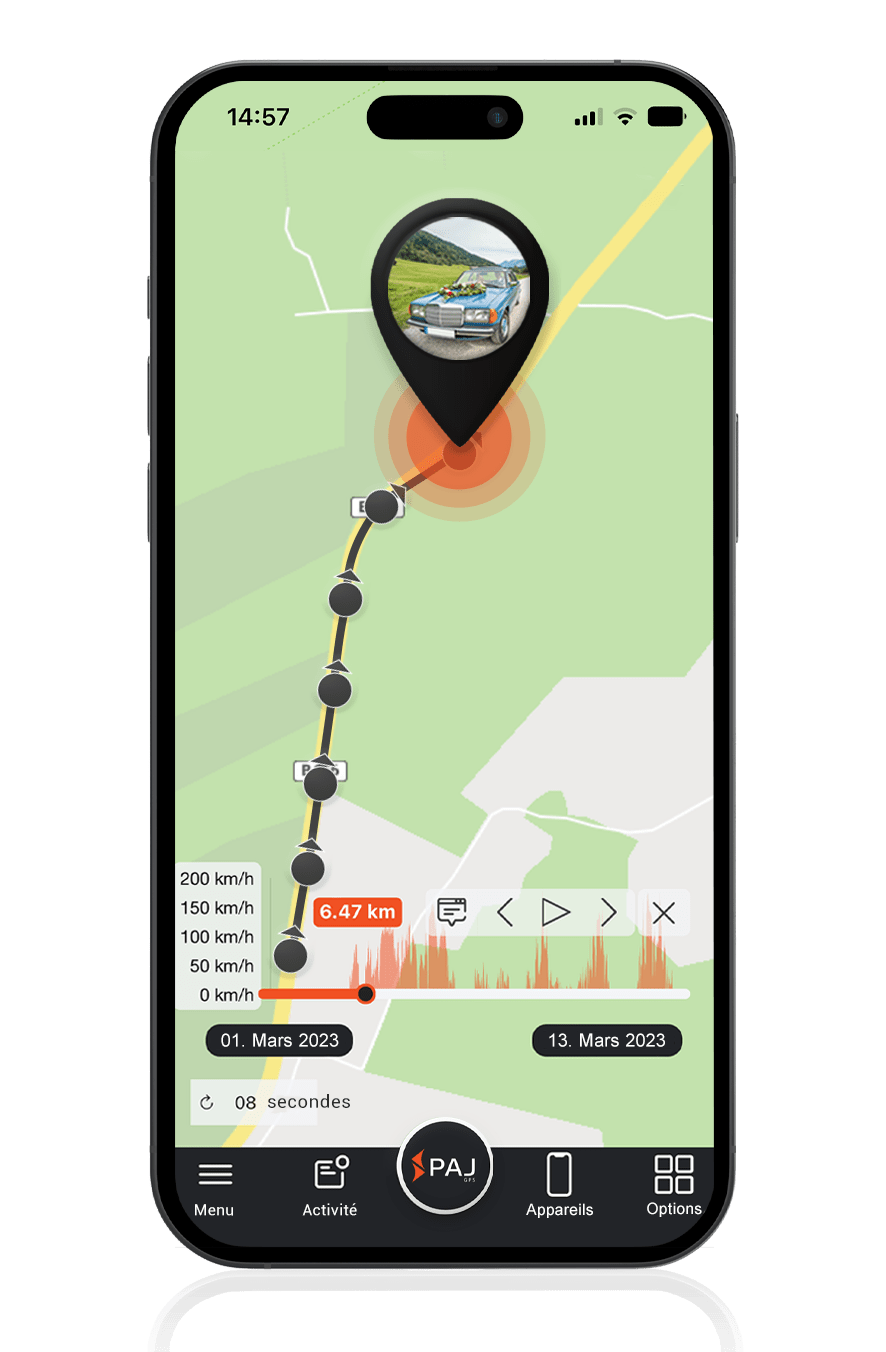 Mockup avec bois et données du parcours