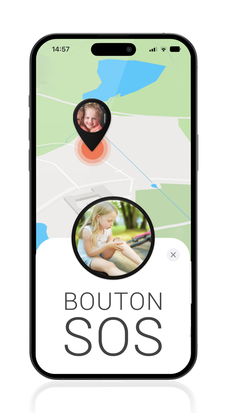 Mockup avec enfant et bouton SOS