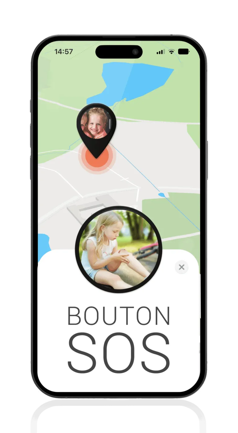 Mockup avec enfant et bouton SOS