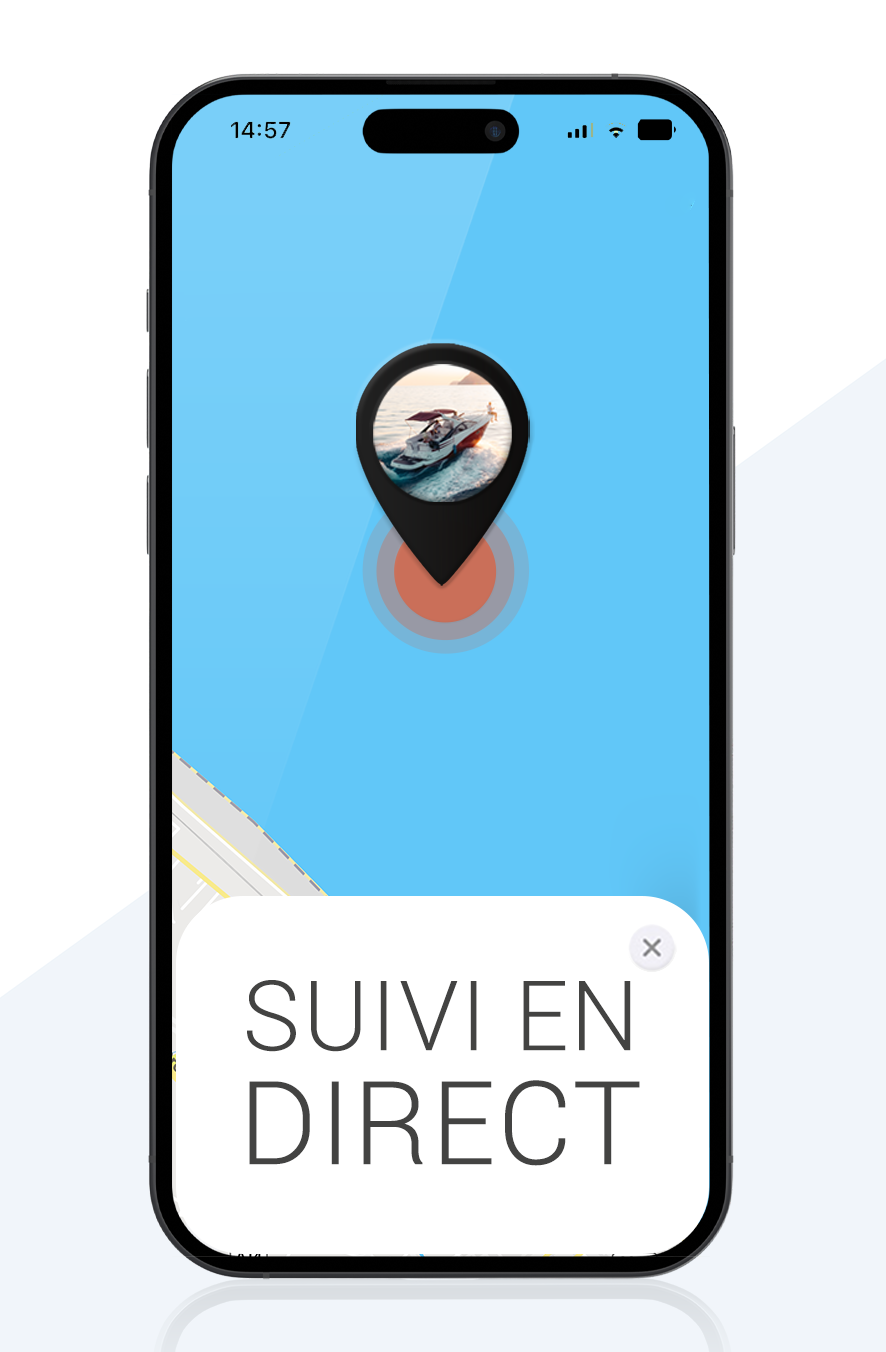 Maquette du suivi en direct du bateau avec le traceur GPS PAJ pour bateau et navire