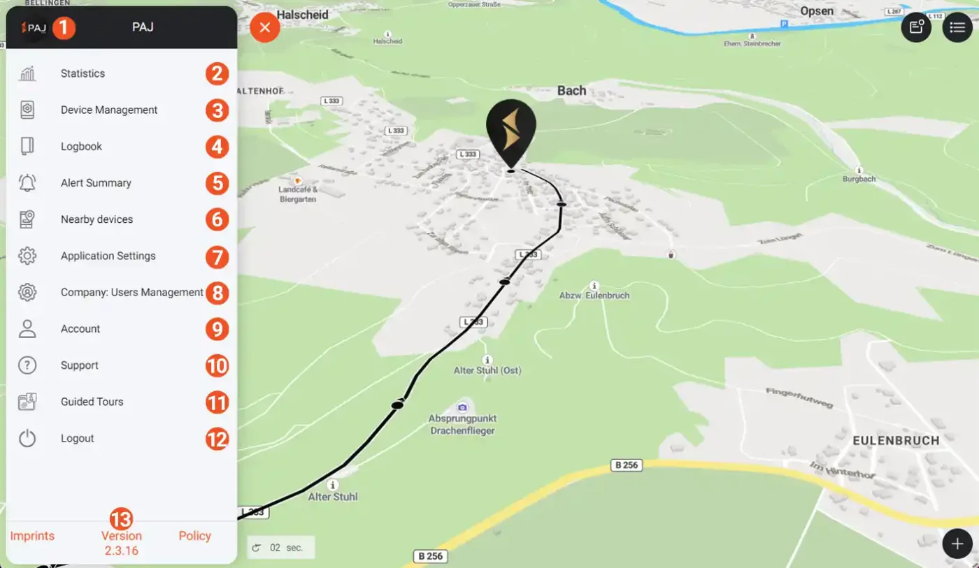 Menu du Portal Finder