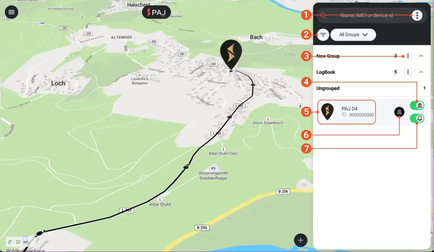 Liste dappareils connectee au portal Finder