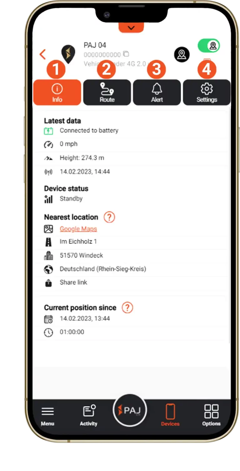 Image de l application portal Finder, la page info