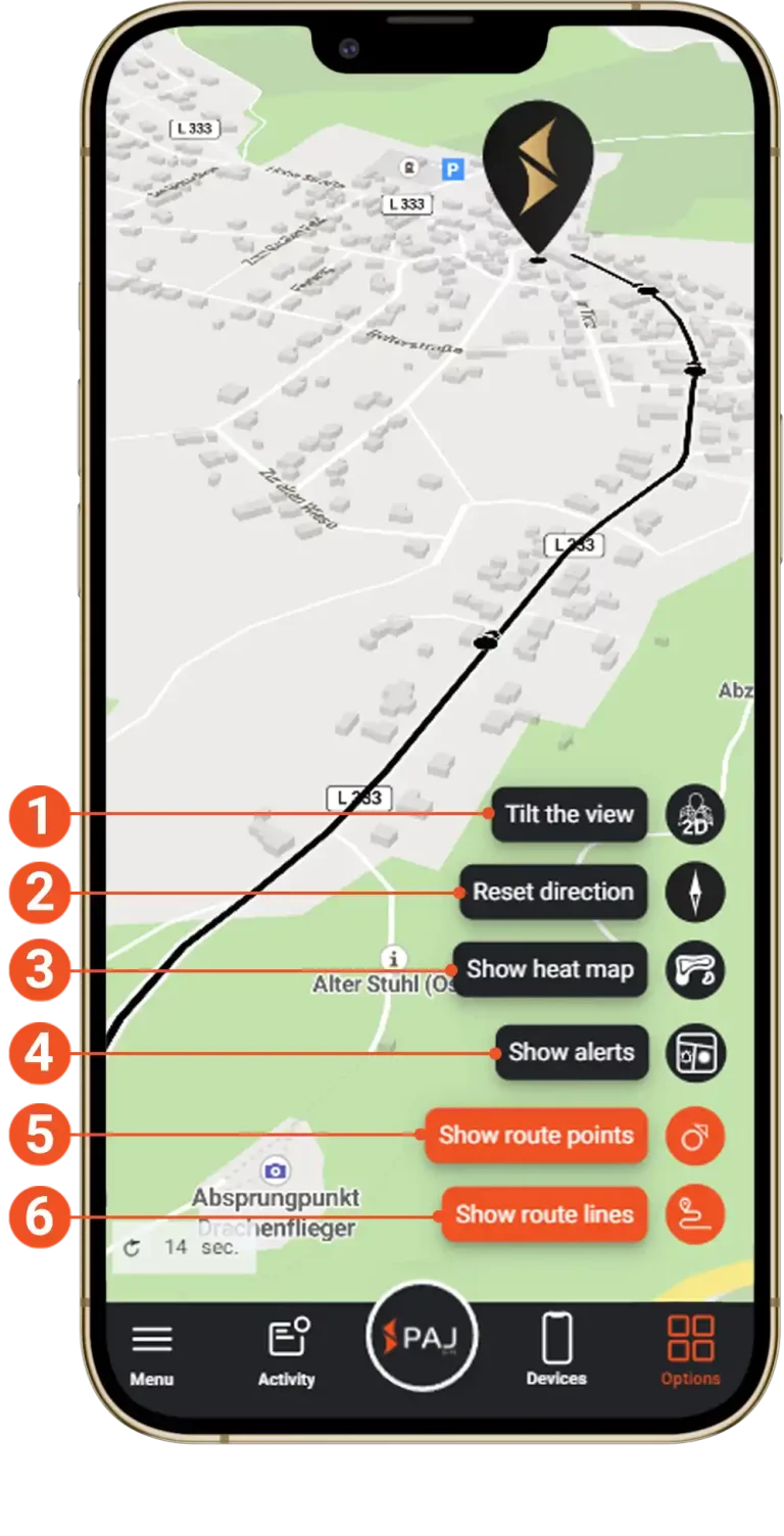 Image illustrant les options dans lapplication Portal Finder