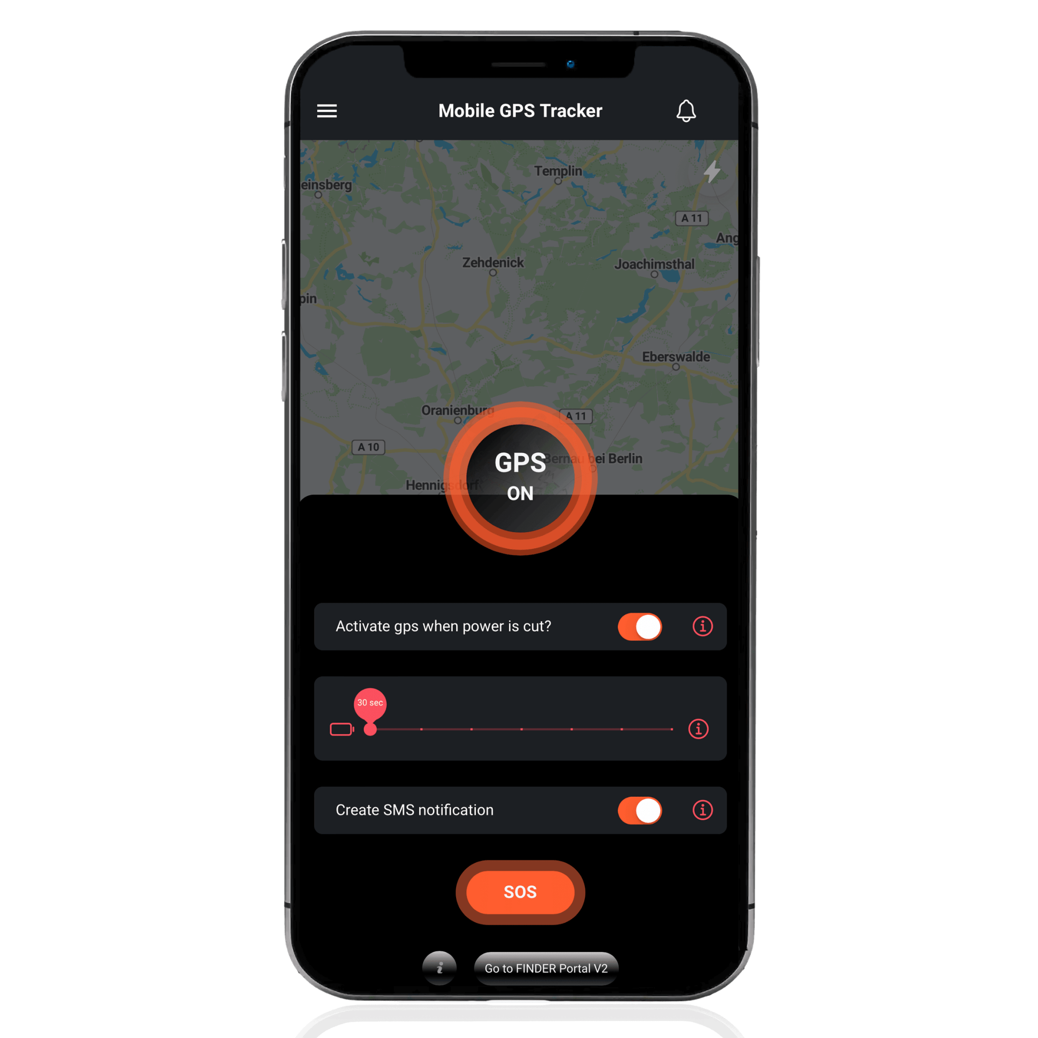 Application mobile GPS tracker allumage du tracage