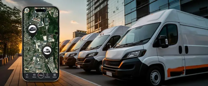 Application de suivi par GPS pour la gestion de flotte automobile sur smartphone et une flotte de camionnette