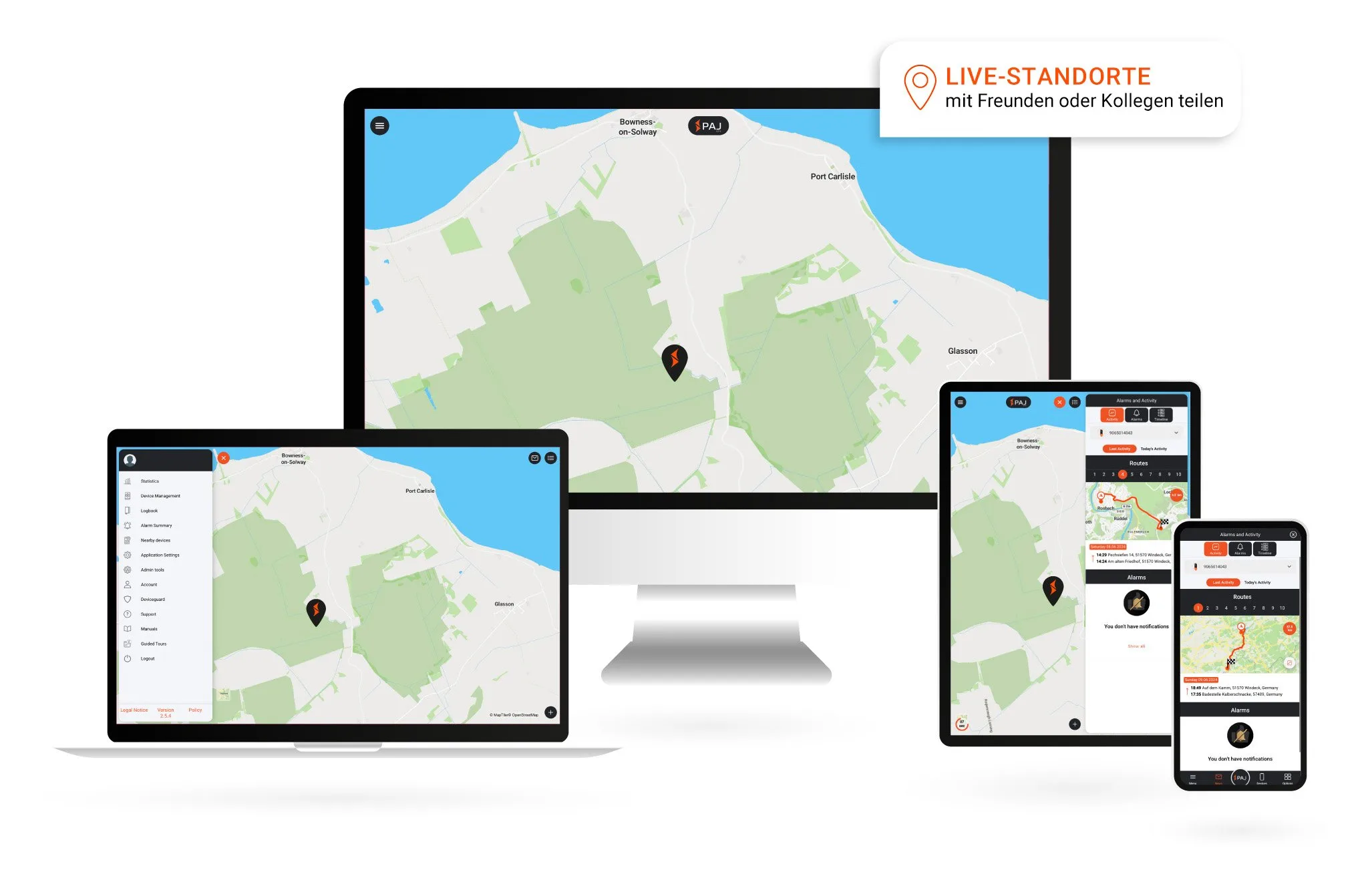 Application de suivi sur differents appareils. Mobile, tablette et PC
