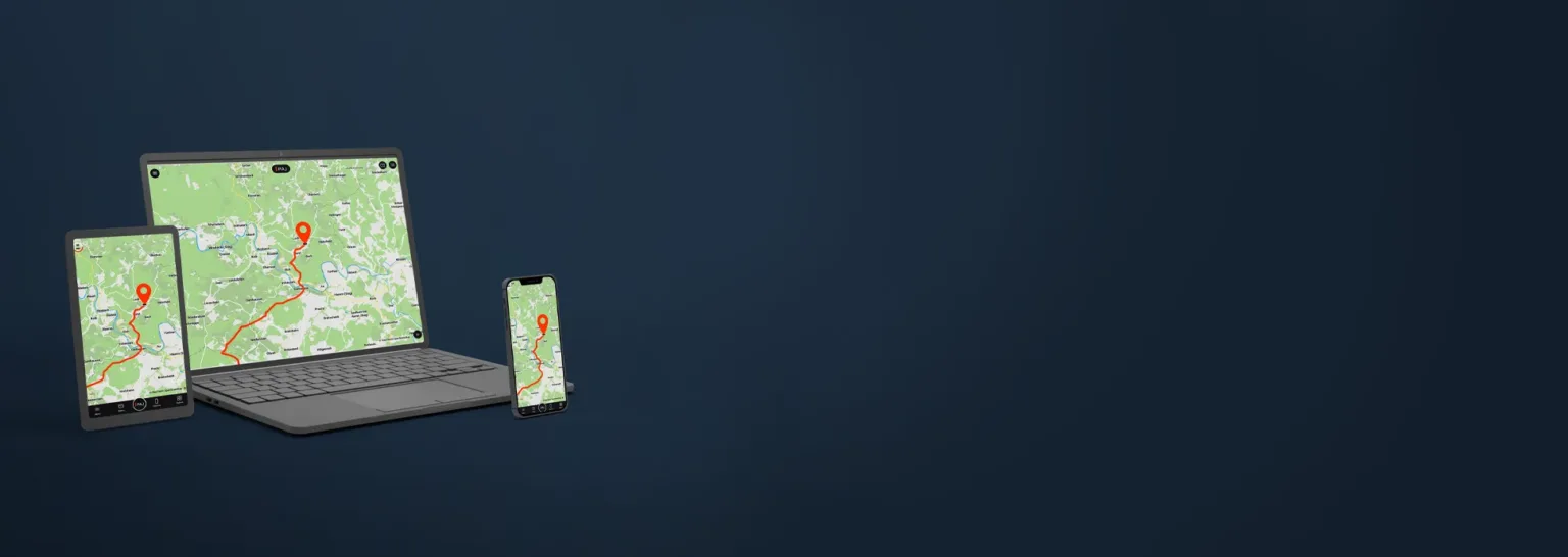 Bannier de l'application Portal Finder avec visuelle sur les traces du traceur PAJ