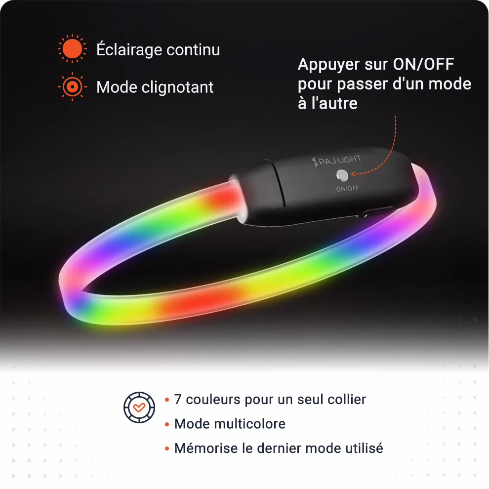 Caracteristiques PAJ LIGHT noir: PAJ GPS LED collier pour chiens