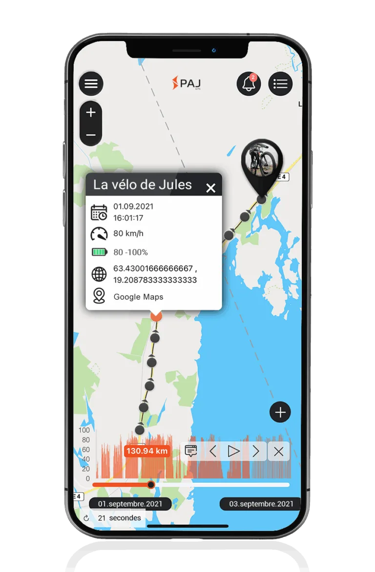 Vélo: Informations sur l'itinéraire PAJ GPS