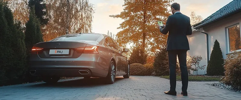 Un cadre dentreprise avec sa voiture de fonction