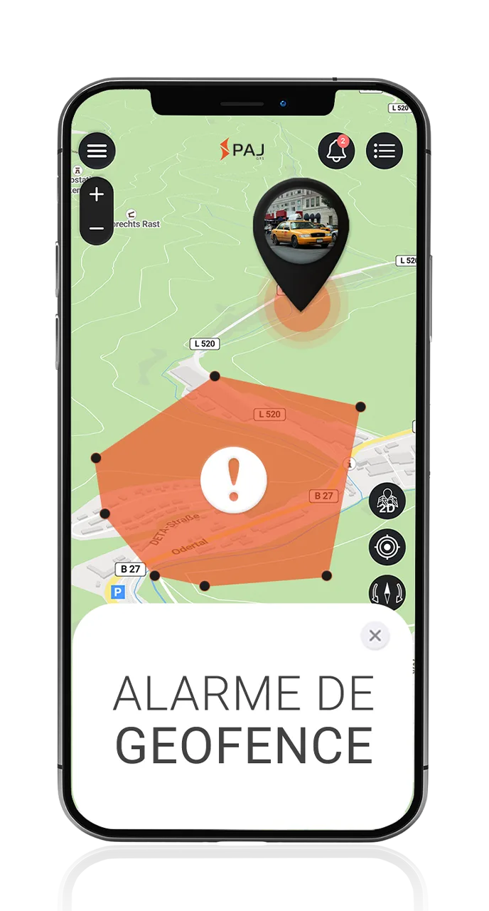 Alarme geofence pour traceur de taxi