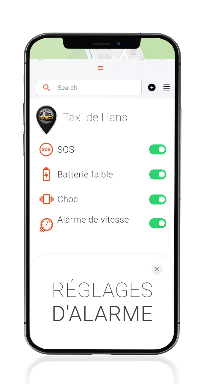 reglage des alertes traceur Taxi